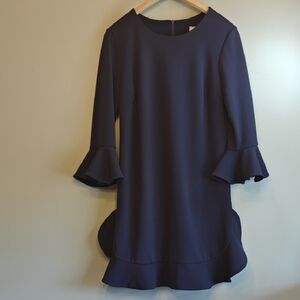 Navy Blue Ruffle Sleeve Dress Petite Small